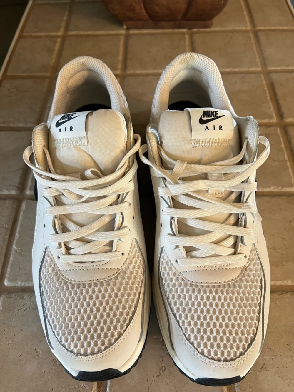 Nike Air Off-White Cream Mesh & Leather Sneakers. NEW!!!  Never worn.